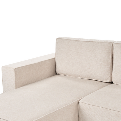 4-Seater U-Shaped Sofa Beige Fabric with Storage Sleeper