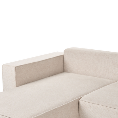 4-Seater U-Shaped Sofa Beige Fabric with Storage Sleeper