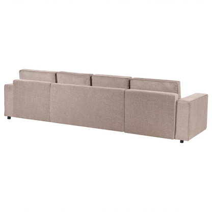Four Seater U Shaped Sofa Light Brown Polyester With Storage And Sleep Function