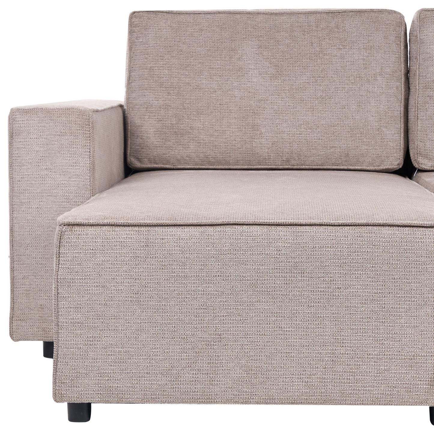 Four Seater U Shaped Sofa Light Brown Polyester With Storage And Sleep Function
