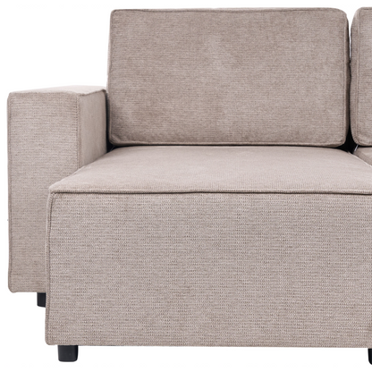 Four Seater U Shaped Sofa Light Brown Polyester With Storage And Sleep Function