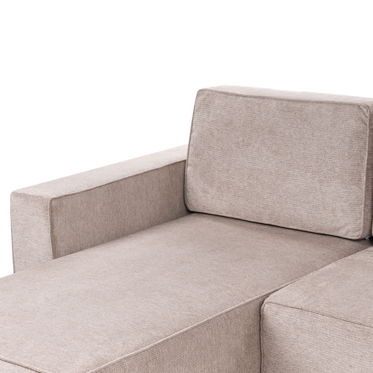 Four Seater U Shaped Sofa Light Brown Polyester With Storage And Sleep Function