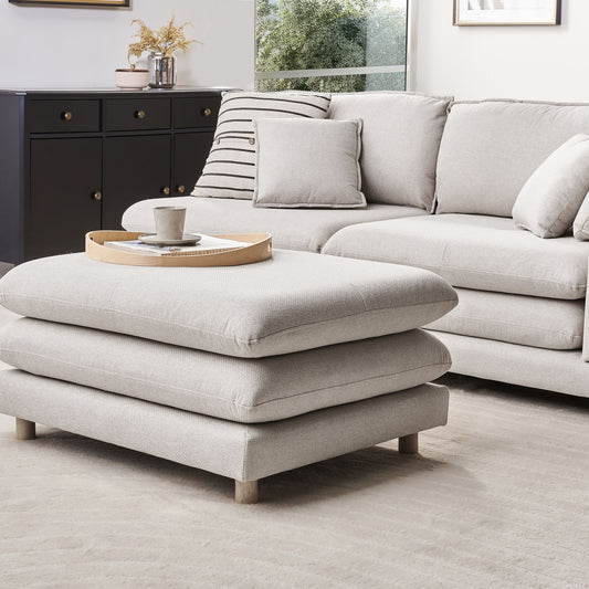 Ottoman Beige Fabric Cushioned Lounge With Movable Cushions
