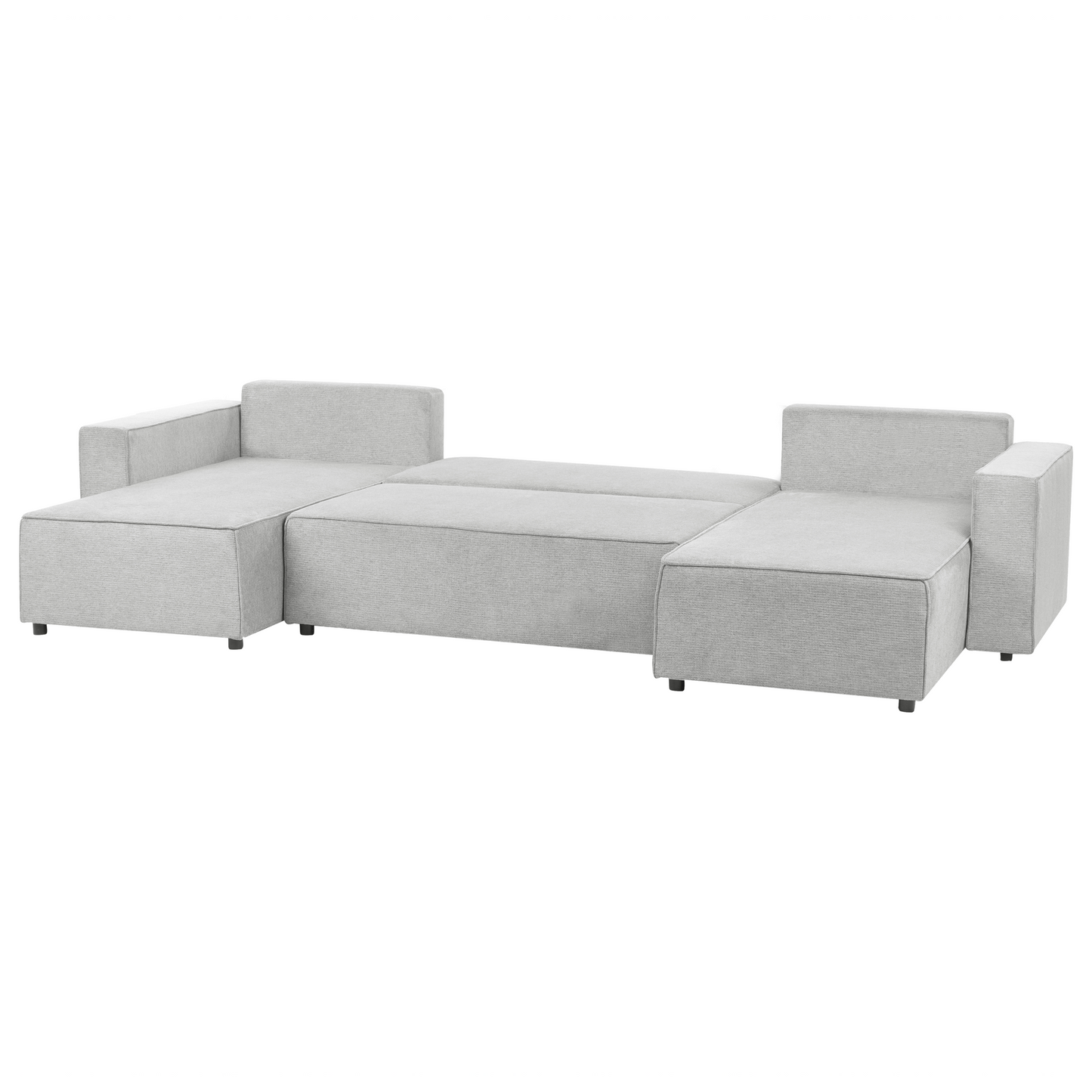 4 Seater U-Shaped Sofa Storage And Sleeping Function Grey