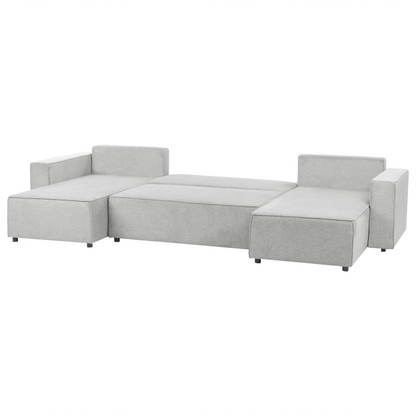 4 Seater U-Shaped Sofa Storage And Sleeping Function Grey