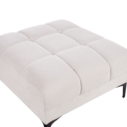Ottoman Tufted Off-White Fabric Footrest 80 x 88 x 41cm