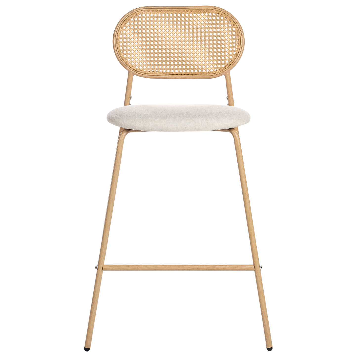 Bar Chairs Set Of 2 Rattan Look Metal Frame Light Brown