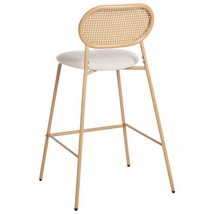 Bar Chairs Set Of 2 Rattan Look Metal Frame Light Brown