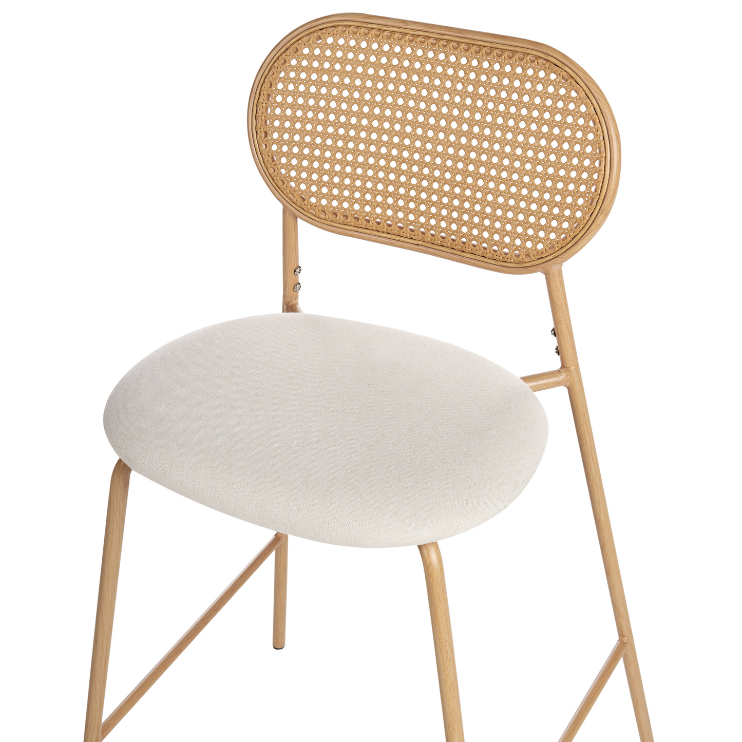 Bar Chairs Set Of 2 Rattan Look Metal Frame Light Brown