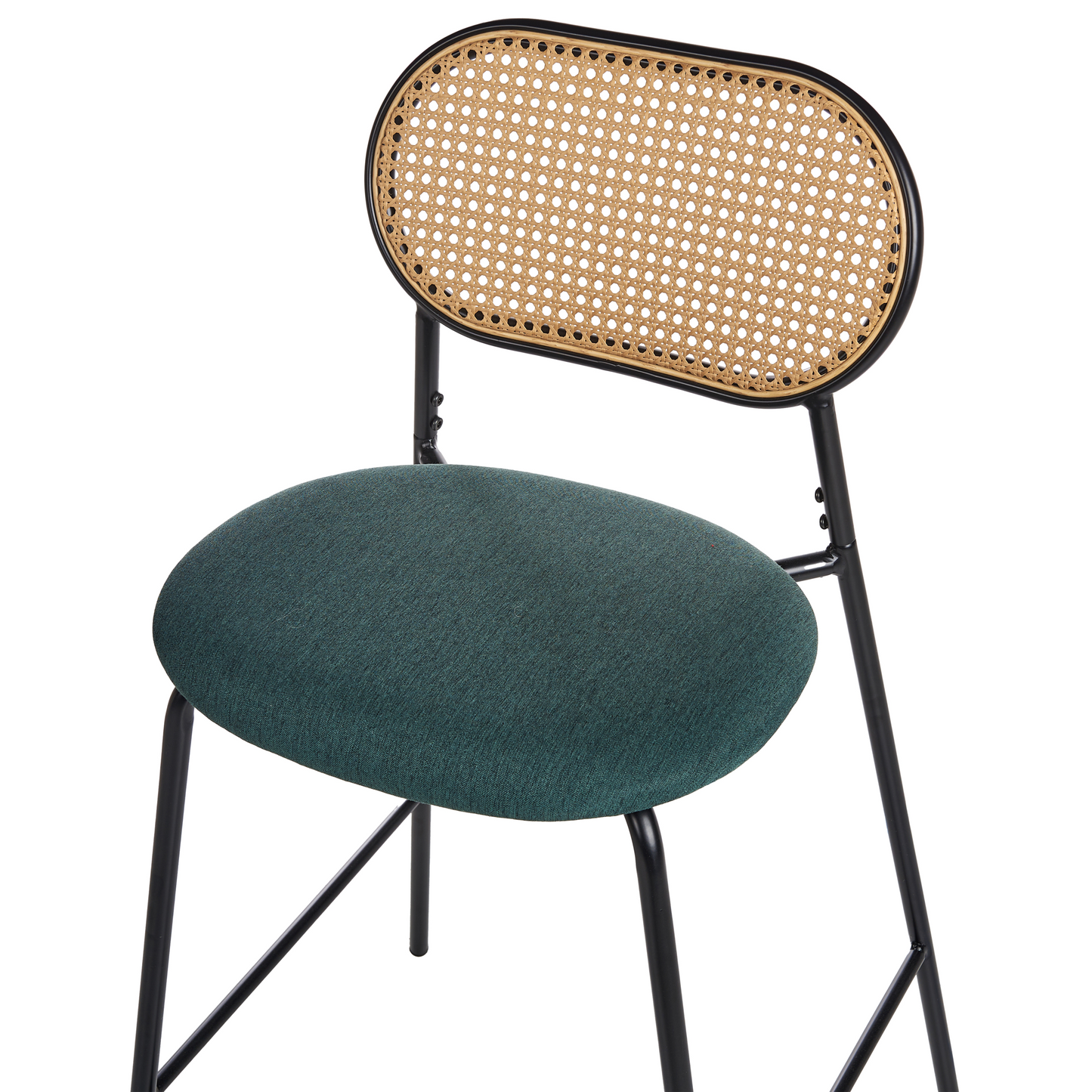Viennese Bar Chairs Set Of 2 Black Metal Frame Rattan Backrest