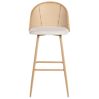 Bar Chairs Set of 2 Beige Fabric Viennese Braid Backrest