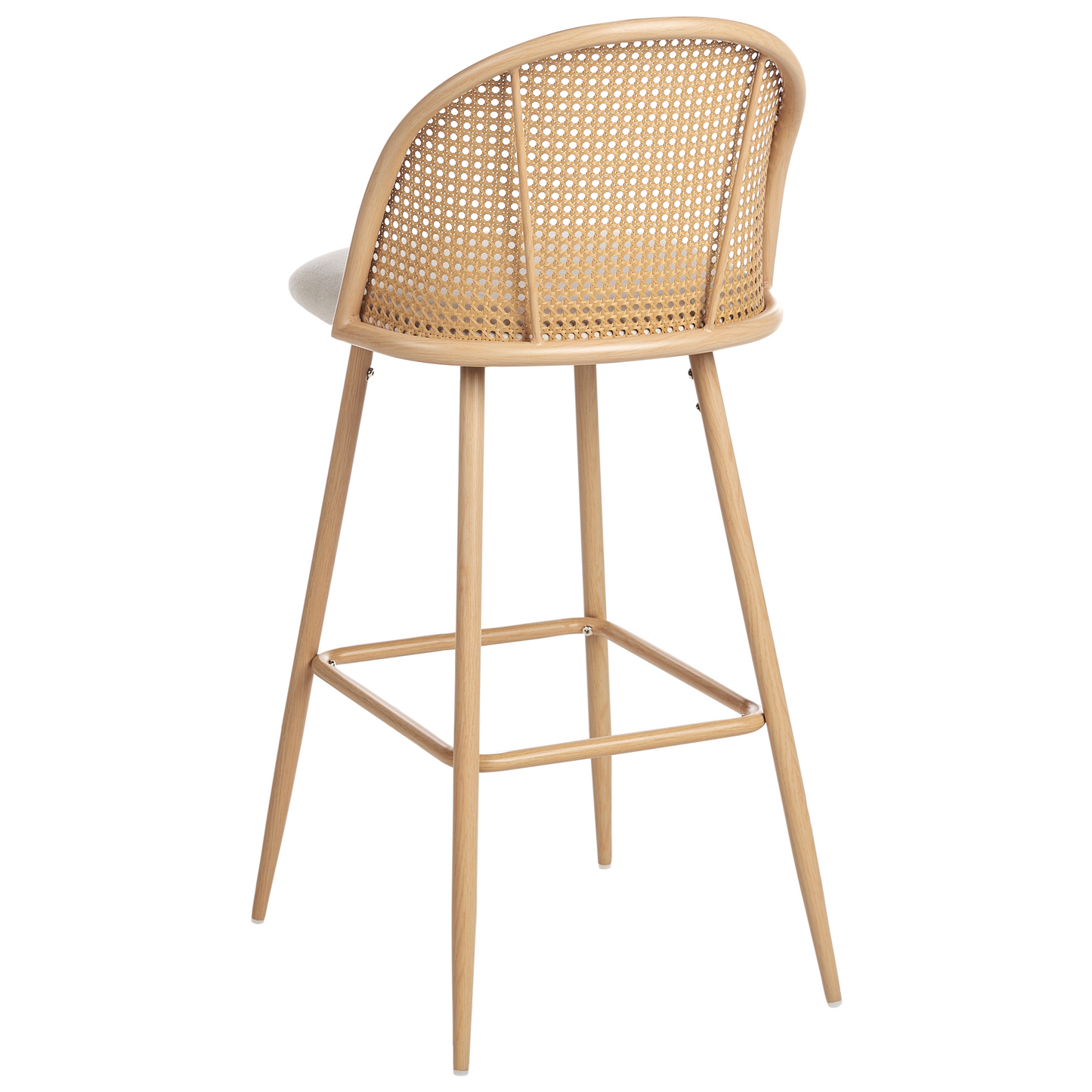 Bar Chairs Set of 2 Beige Fabric Viennese Braid Backrest