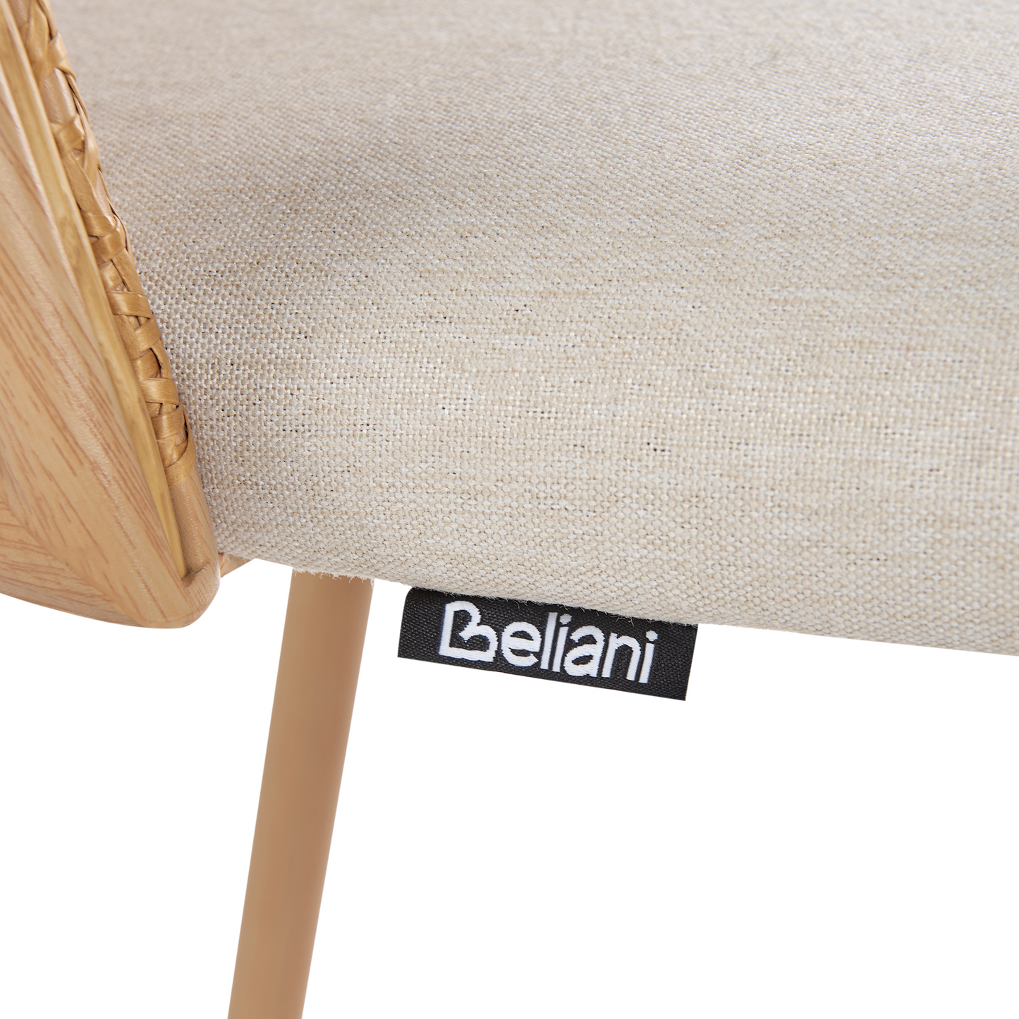 Bar Chairs Set of 2 Beige Fabric Viennese Braid Backrest