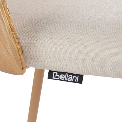Bar Chairs Set of 2 Beige Fabric Viennese Braid Backrest