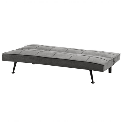 Fabric Sofa Bed 3 Seater Dark Grey Quilted Click Clack