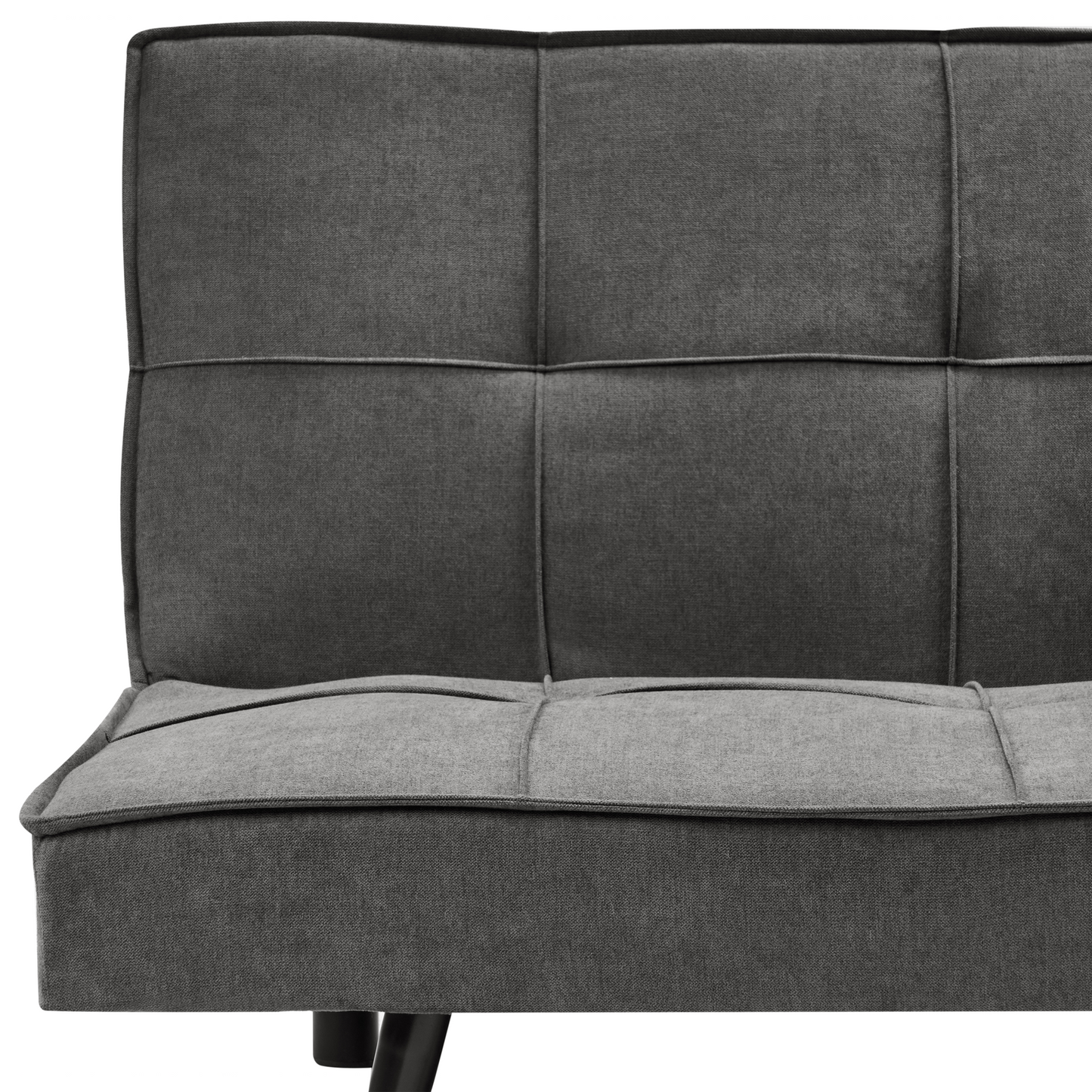 Fabric Sofa Bed 3 Seater Dark Grey Quilted Click Clack
