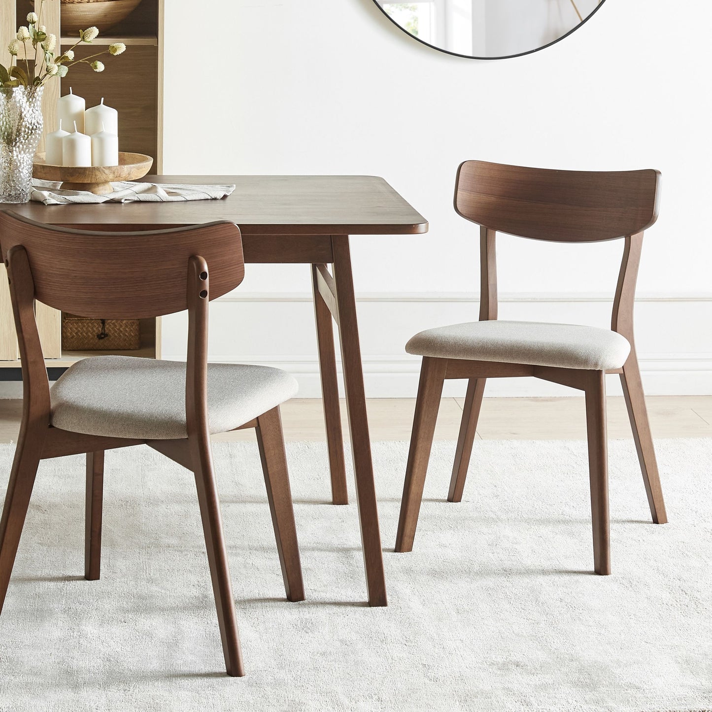 Timberline Armless Retro Dining Chairs Set Of 2 Brown Rubberwood Beige