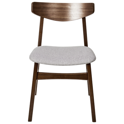 Set Of 2 Dining Chairs Dark Rubberwood Frame Grey Fabric Armless Retro Design