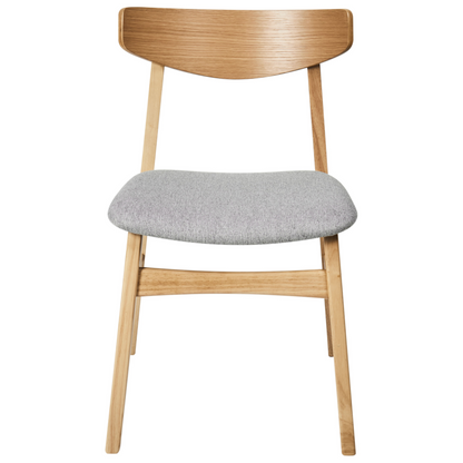 Dining Chairs Set Of 2 Light Rubberwood Frame Grey Fabric
