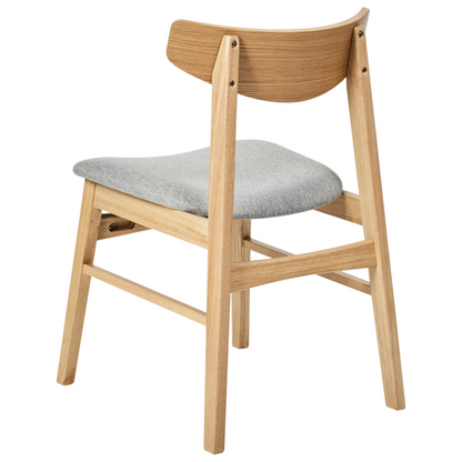 Dining Chairs Set Of 2 Light Rubberwood Frame Grey Fabric