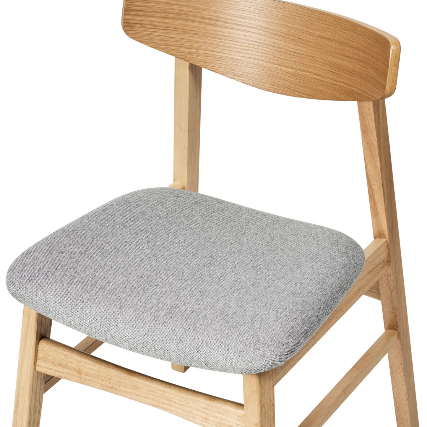 Dining Chairs Set Of 2 Light Rubberwood Frame Grey Fabric