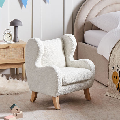 Nest And Nook Nursery Chair Off White Boucle With Armrests For Kids Modern Design
