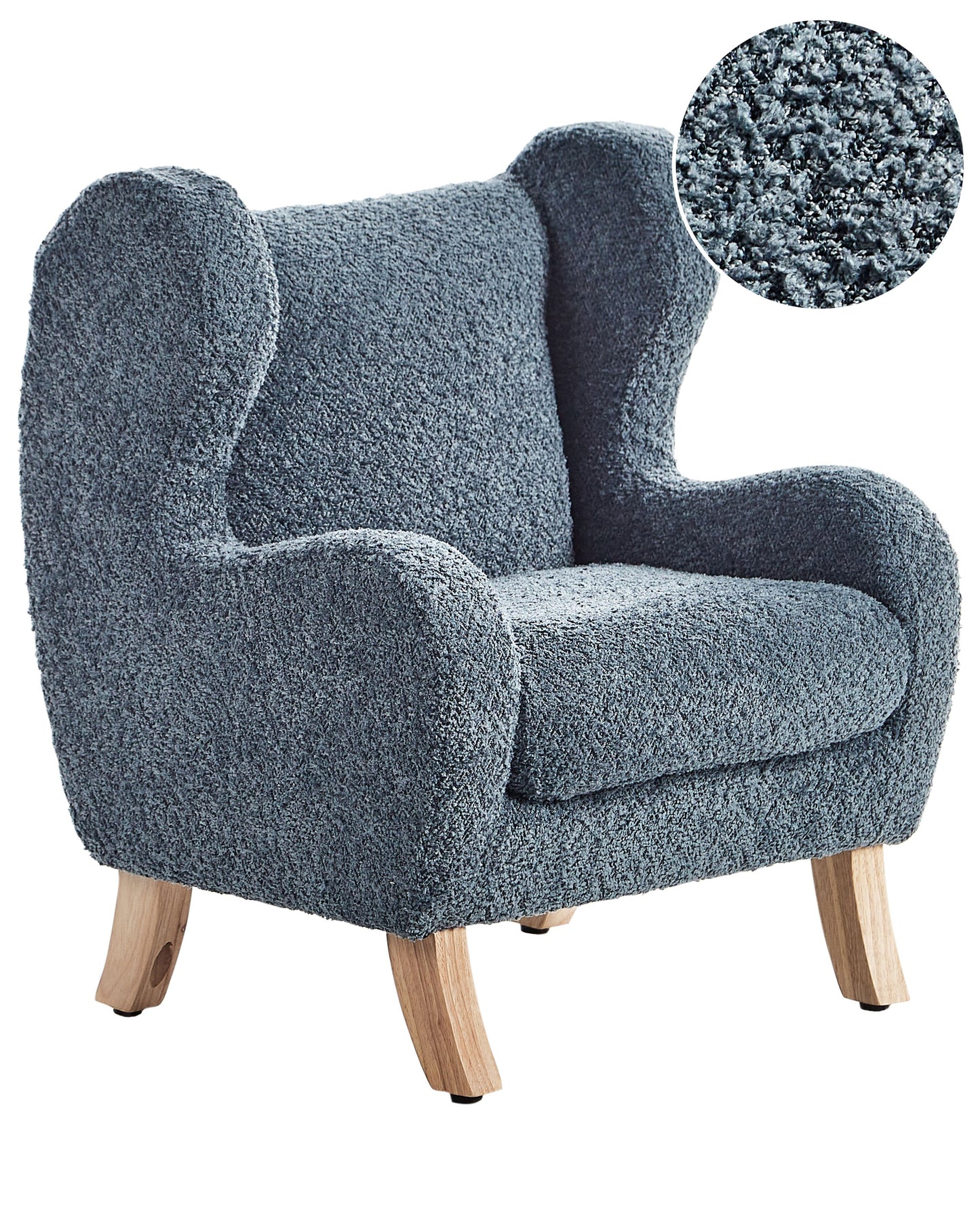 Boucle Armchair With Armrests Dark Blue Chair For Children