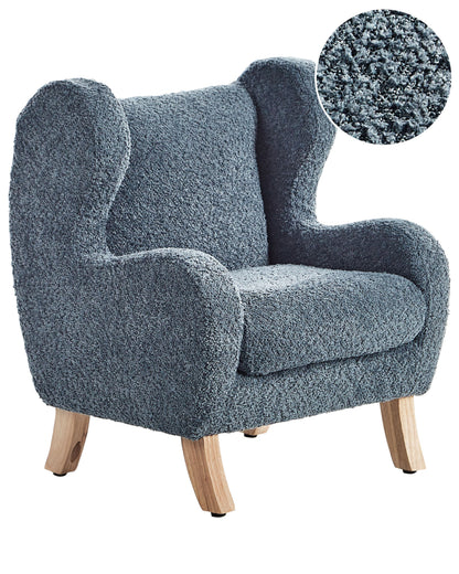 Boucle Armchair With Armrests Dark Blue Chair For Children