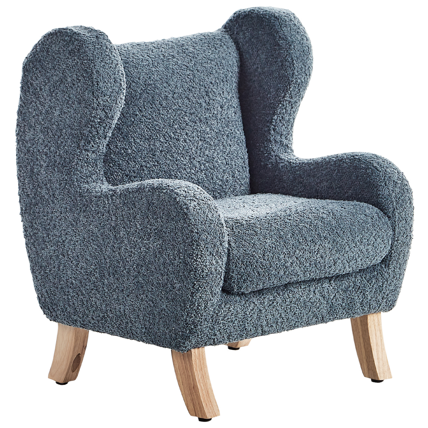 Boucle Armchair With Armrests Dark Blue Chair For Children