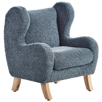 Boucle Armchair With Armrests Dark Blue Chair For Children