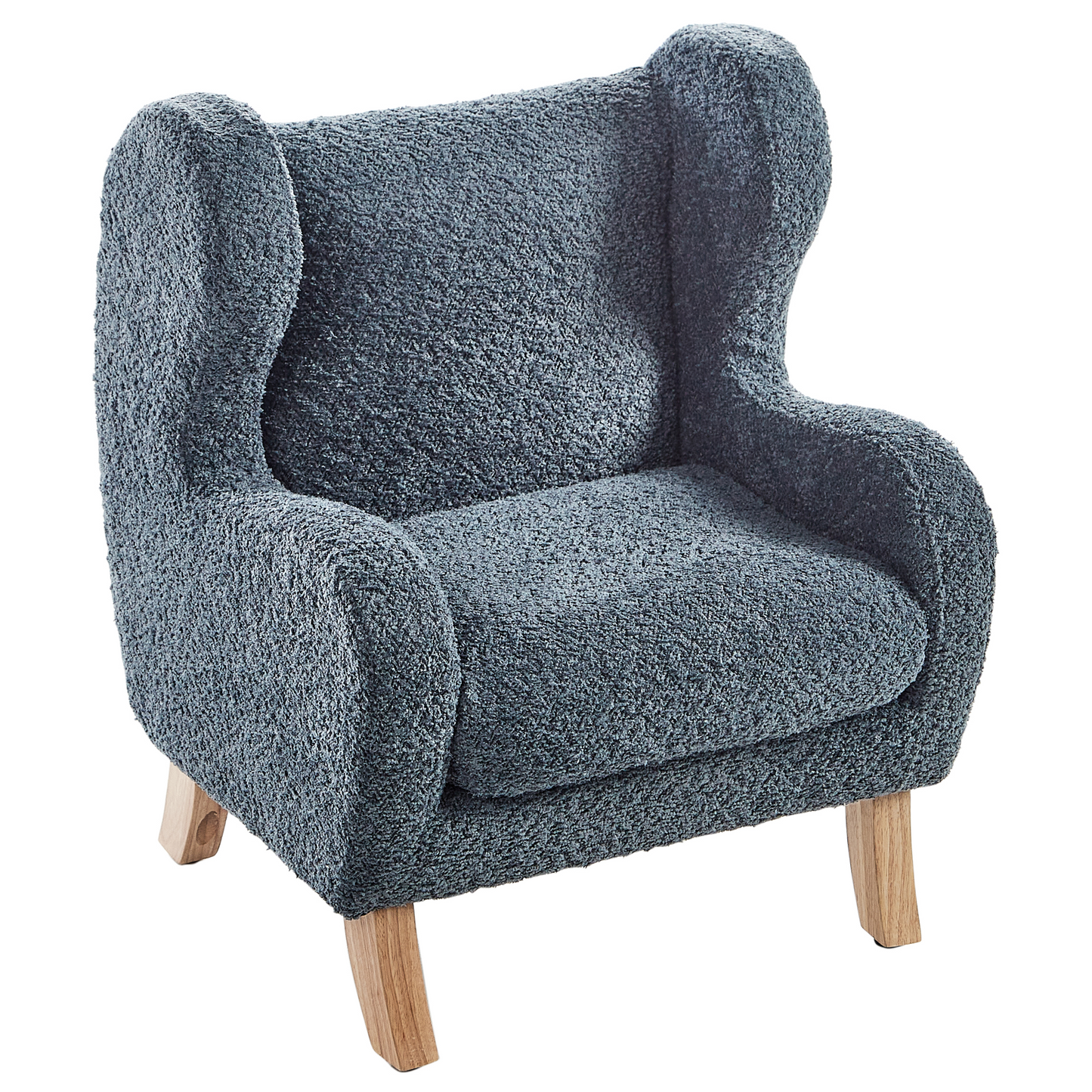 Boucle Armchair With Armrests Dark Blue Chair For Children