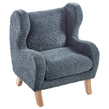 Boucle Armchair With Armrests Dark Blue Chair For Children