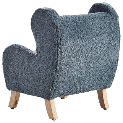 Boucle Armchair With Armrests Dark Blue Chair For Children