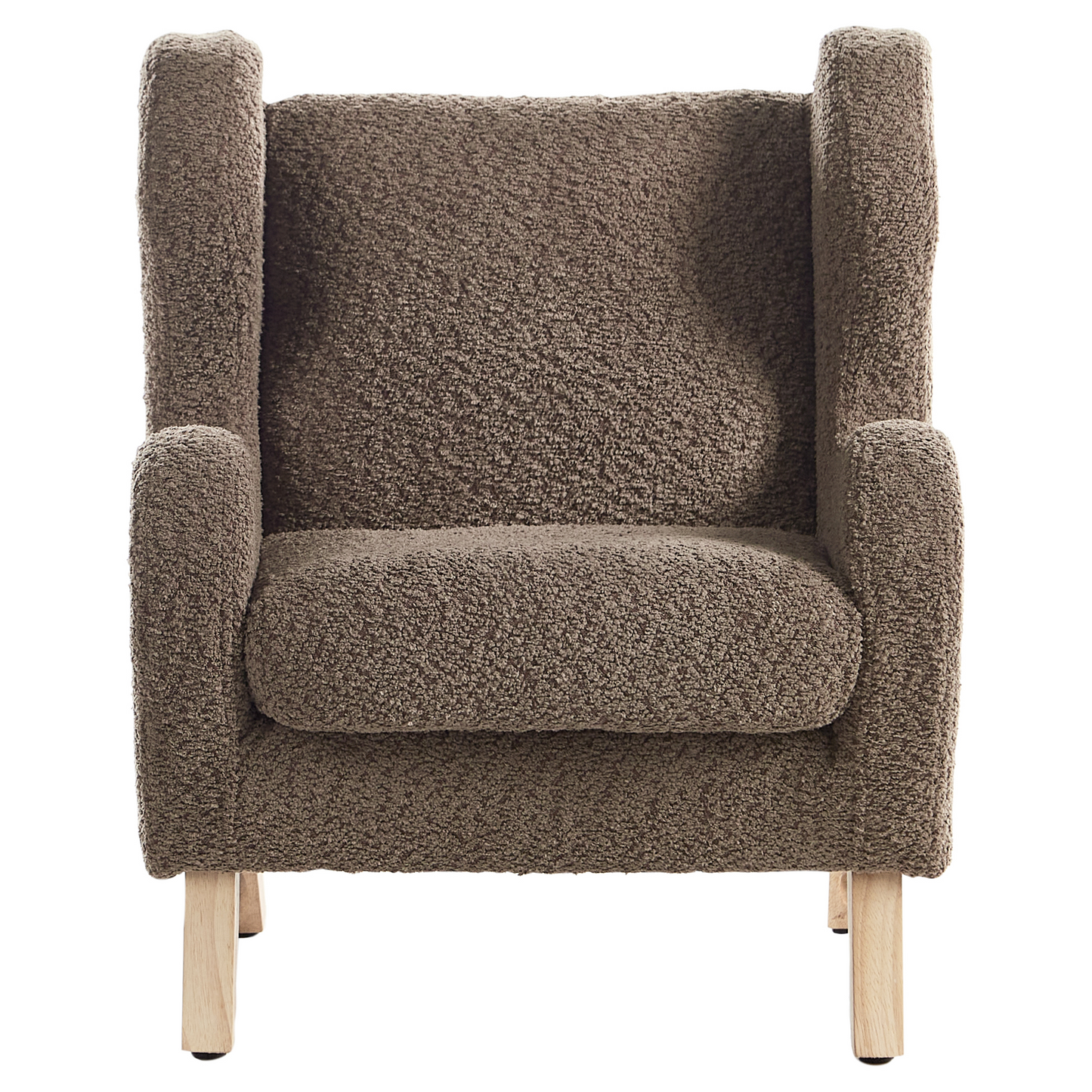 Boucle Armchair for Kids Brown Upholstery with Armrests Modern Nursery Chair