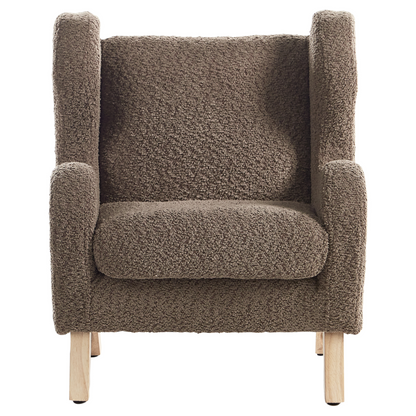 Boucle Armchair for Kids Brown Upholstery with Armrests Modern Nursery Chair