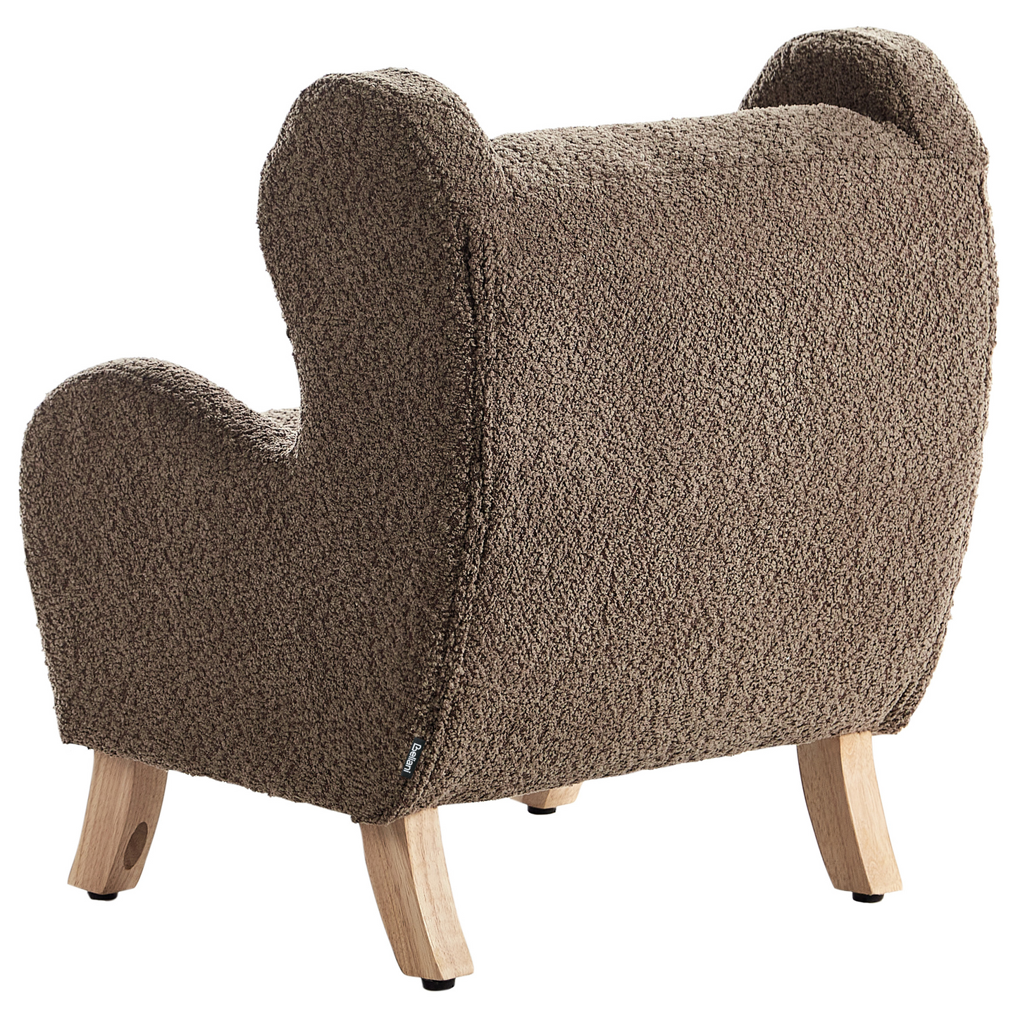 Boucle Armchair for Kids Brown Upholstery with Armrests Modern Nursery Chair