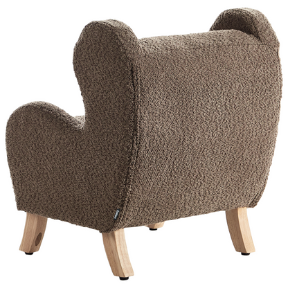 Boucle Armchair for Kids Brown Upholstery with Armrests Modern Nursery Chair