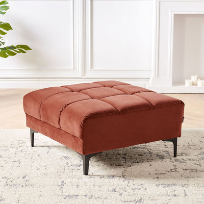 Velvet Ottoman Red Velvet Tufted Footstool 80 x 88 x 41cm