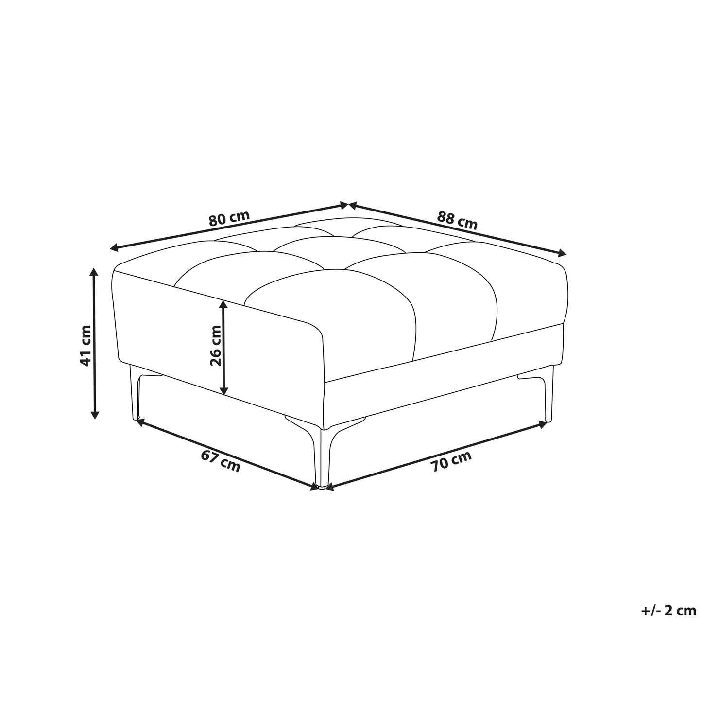 Velvet Ottoman Red Velvet Tufted Footstool 80 x 88 x 41cm