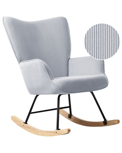 Rocking Armchair Light Blue Jumbo Cord Upholstery