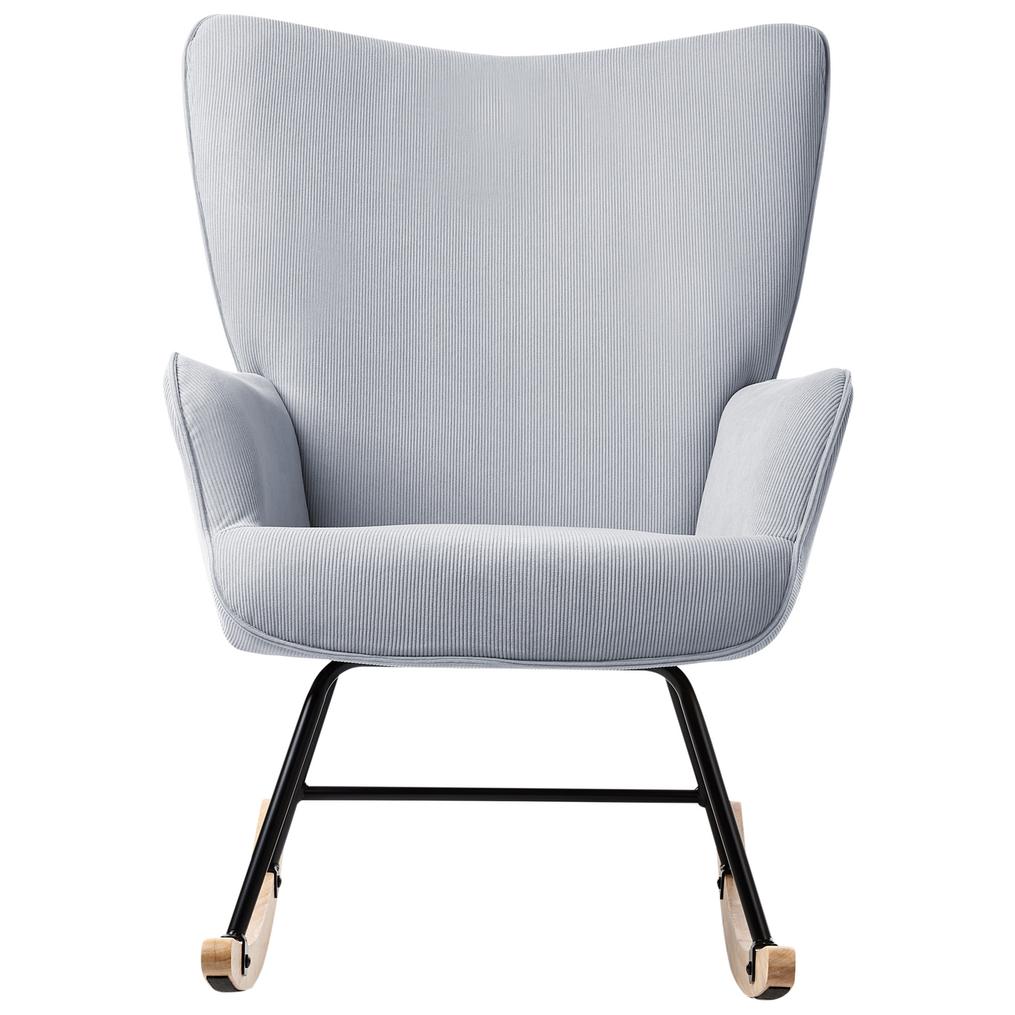 Rocking Armchair Light Blue Jumbo Cord Upholstery