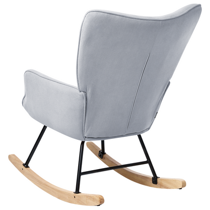 Rocking Armchair Light Blue Jumbo Cord Upholstery