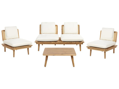 Outdoor 5 Piece Set Light Beige Cushions Boho