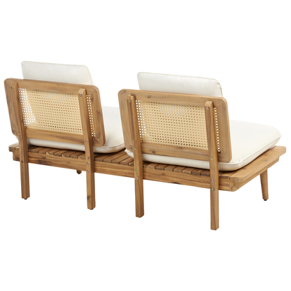 Outdoor 5 Piece Set Light Beige Cushions Boho