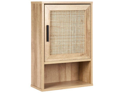 Light Brown Particle Board Cabinet 40 x 60cm Rattan Front