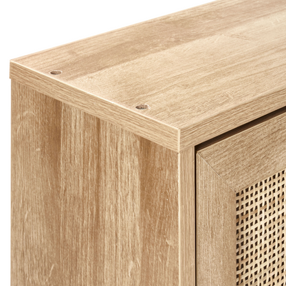 Light Brown Particle Board Cabinet 40 x 60cm Rattan Front