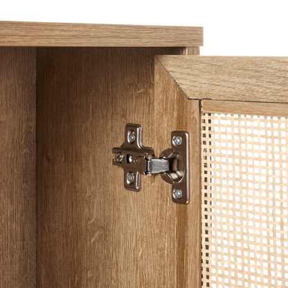 Light Brown Particle Board Cabinet 40 x 60cm Rattan Front