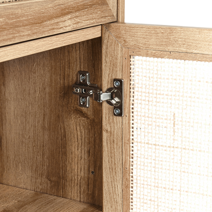 Bathroom Cabinet Light Brown 40 x 92cm Rattan Front Braided