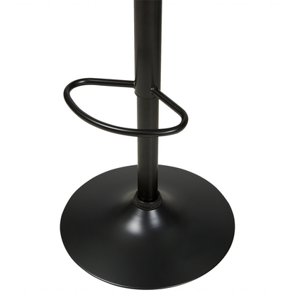 Bar Stools Set of 2 Dark Wood Black Faux Leather Gas Lift