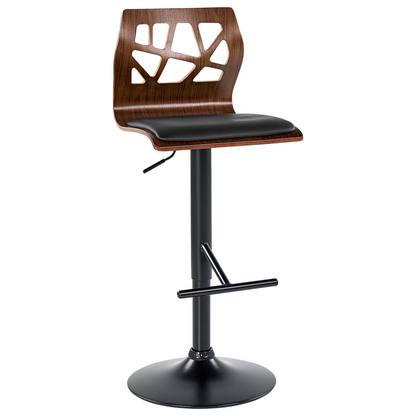 Set of 2 Bar Stools Brown Faux Leather Swivel Height Adjustable